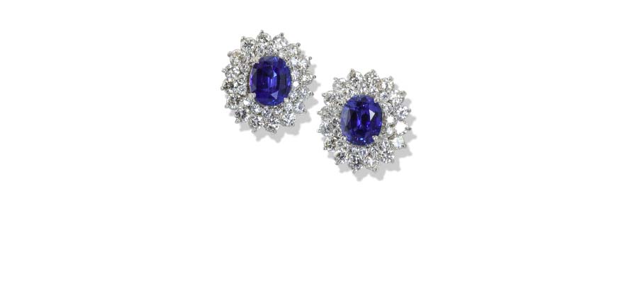 Fine Blue Sapphire & Diamond Earrings