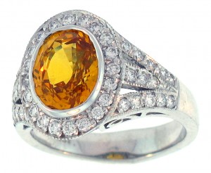 Fine Yellow sapphire & diamond ring