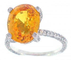 Fine Oval Yellow Sapphire & Diamond Ring