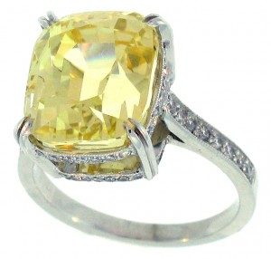 Fine Emerald Cut Golden Yellow Sapphire Ring