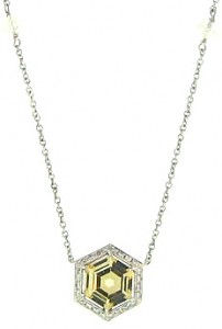 Golden yellow hexagonal sapphire necklace