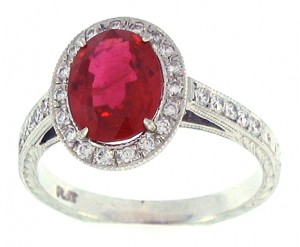 Fine Oval Burma Ruby & Diamond Ring